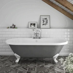 Duke Grey 1695 Double Ended Roll Top Bath w. Ball + Claw Leg Set
