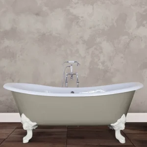 Hurlingham Belvoir 0TH Cast Iron Roll Top Bath (1840x780mm) with White Feet