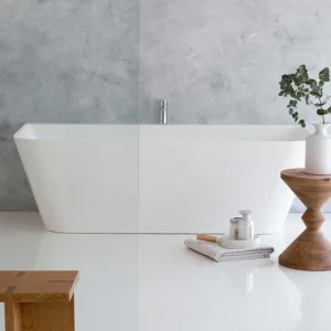 Clearwater Patinato Clear Stone Gloss White Back To Wall Bath - 1690 x 800