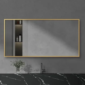 Arezzo Brushed Brass Square Edge Framed Bathroom Mirror - 1400 x 700mm