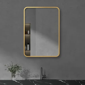 Arezzo Brushed Brass 700 x 500 Rectangular Mirror