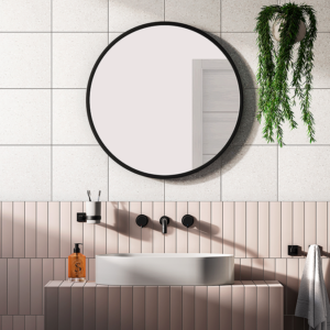 Arezzo Matt Black 600mm Round Mirror