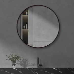 Arezzo Matt Black 700mm Round Mirror