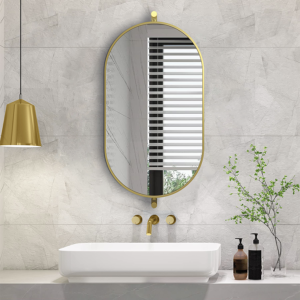 Foundry 910 x 500 Swivel Capsule Mirror Brushed Brass