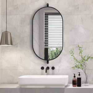 Foundry 910 x 500 Swivel Capsule Mirror Matt Black