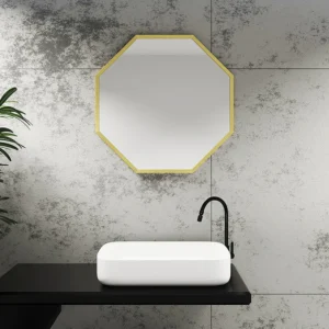 Arezzo Brushed Brass 600mm Octagon Mirror