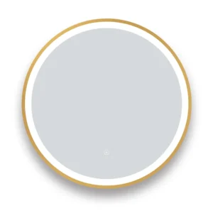 Arezzo Brushed Brass 600mm Round LED Illuminated Anti-Fog Bathroom Mirror