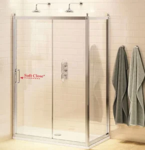 Burlington Traditional Soft Close Sliding Shower Door with Side Panel 120cm Soft Close Sliding Door with 80cm Side Panel