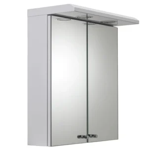 Croydex Shire 2 Door Mirror Cabinet with Light & Shaver Socket - White