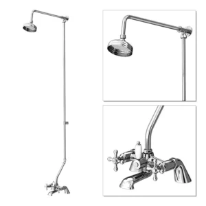 Victoria Bath Shower Mixer with Rigid Riser Kit & 5" Shower Head - Chrome