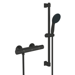 Grohe Precision Start Thermostatic Shower Mixer 1/2" with Shower Set - Matt Black