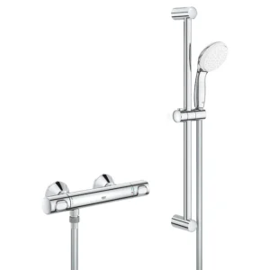 Grohe Precision Flow Thermostatic Shower Mixer 1/2" with Shower Set for Low Pressure