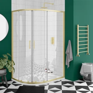 Toreno Brushed Brass 1200 x 800mm Offset Quadrant Shower Enclosure without Tray