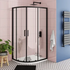 Toreno Matt Black 900 x 760mm Offset Quadrant Shower Enclosure
