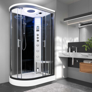 Vidalux Clearwater 1200 x 800 Black Frame Steam Shower