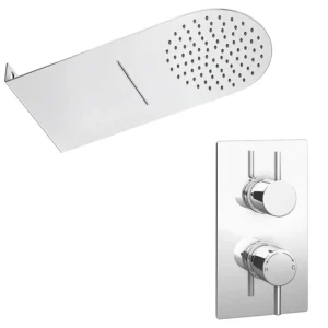 Cruze Shower Package with Valve and Flat Dual Fixed Shower Head (Waterfall / Rainfall)