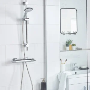 Bristan Design Utility Lever Bar Mixer with Adjustable Riser Kit & Fast Fit Wall Fixings