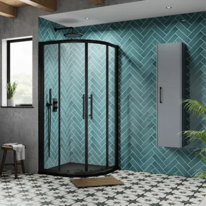 Hudson Reed Apex Matt Black Quadrant Shower Enclosure - Various Size Options