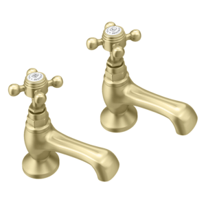 Trafalgar Crosshead Pillar Bath Taps (Pair) Brushed Brass