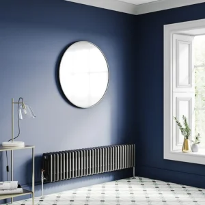 Keswick 300 x 1370mm Cast Iron Style Traditional 4 Column Matt Black Radiator