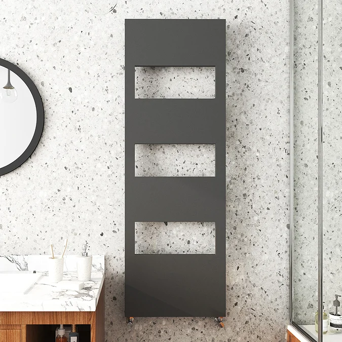 Arezzo Design Radiator Arezzo Anthracite 1500 x 500 Designer Panel Radiator with Towel Rails ...