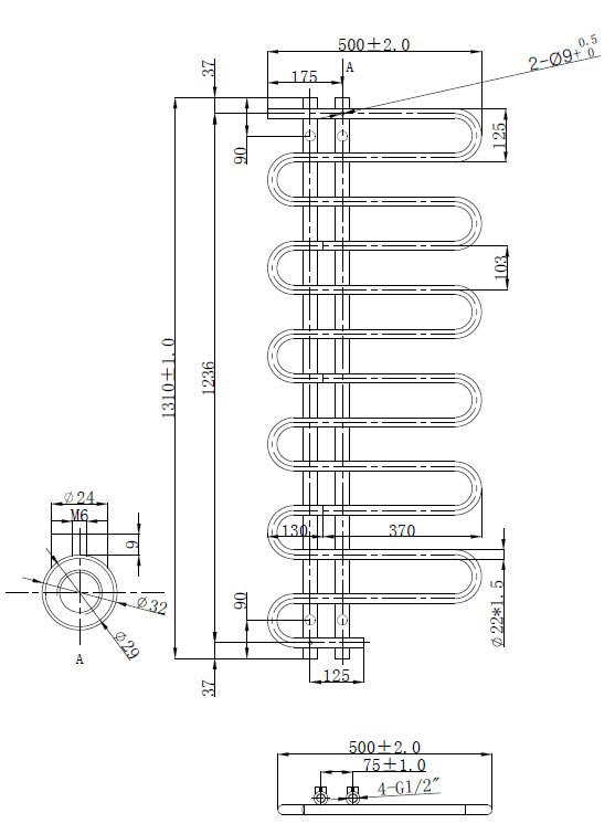 kaidesignerheatedtowelrail1310mmd1 kaidesignerheatedtowelrail1310mmd1