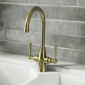 Bower Trafalgar Dual Lever Kitchen Mixer Tap Brushed Brass